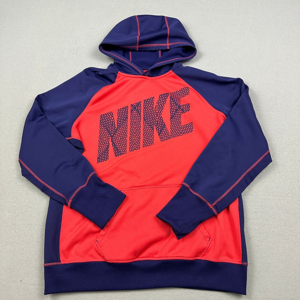 Nike Hoodie Men Extra Large Red Blue Therma-FIT KO 2.0 Graphic Pullover Pocket *